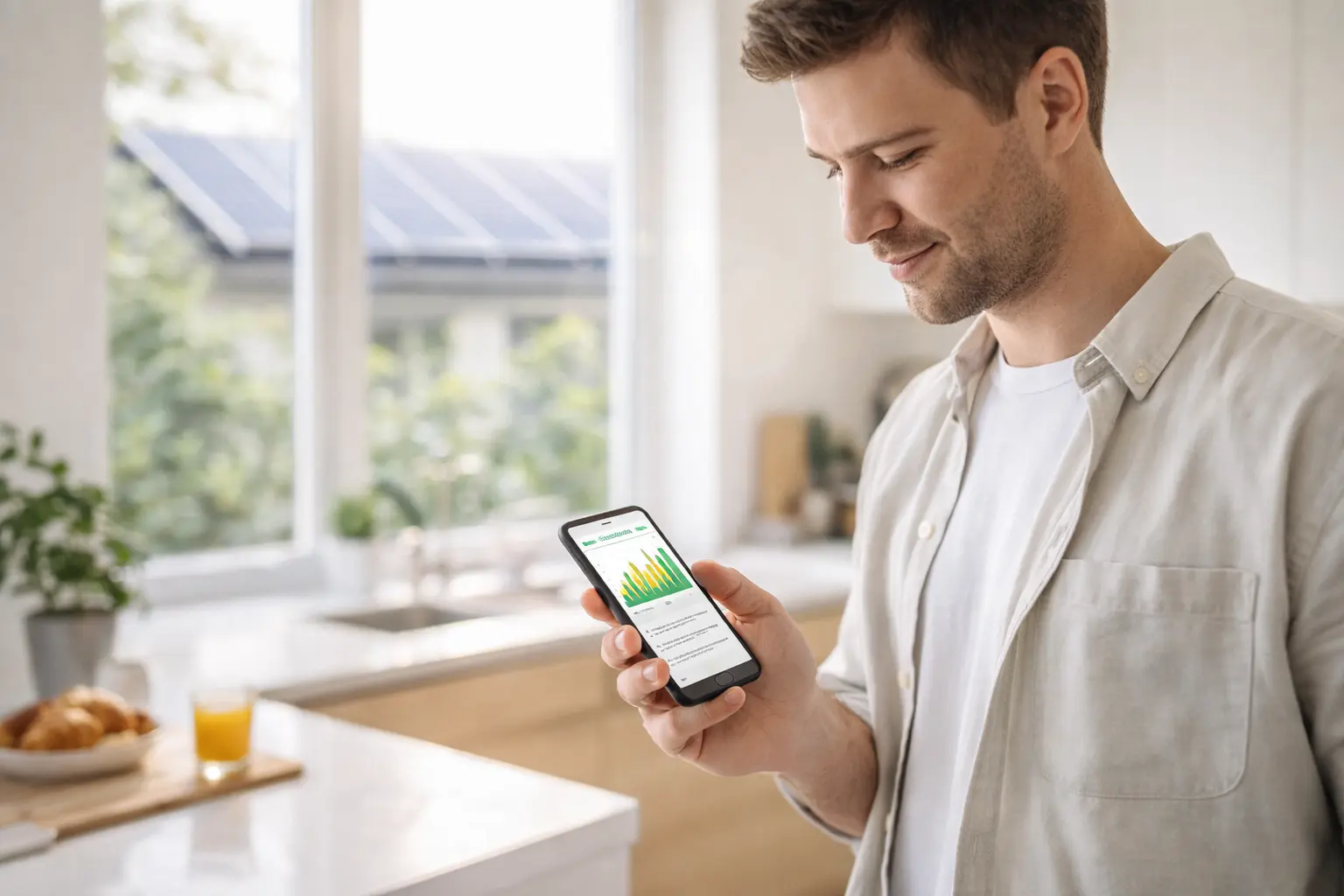 Person checking energy savings on their phone